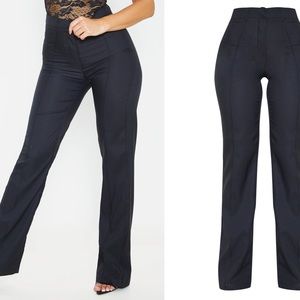 NWT Prettylittlething Black High Waisted Straight Leg Pants